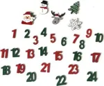 Dekoratsioon, "Advendikalender" DP Craft, 2 cm, valge v./punane v./roheline v., 29 tk