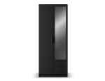 Riidekapp ADRK Arvio 80, must v., 52.1 cm x 80 cm x 206.6 cm, peegliga