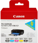 Tindiprinterikassettide komplekt Canon CLI551 PGI-550PGblack, kollane v./must v./hall v.