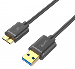 Juhe Unitek, Micro USB/USB 3.0 type A, 100 cm, must v.