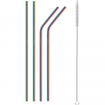 Korduvkasutatavad k&otilde;rred puhastusharjaga Lamart Steel Straws, 21.5 cm, roostevaba teras, 5 tk