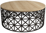 Kohvilaud Kalune Design Selin Metal Ferforje, must v./pruun v./hele pruun v., 90 cm x 90 cm x 38 cm