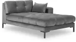 Diivan Micadoni Home Mamaia Velvet Chaise Longue Right, must v./hall v., parem, 185 x 102 cm x 75 cm