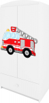 Laste riidekapp Kocot Kids Babydreams Fire Brigade, valge v., 90 cm x 52 cm x 175.5 cm