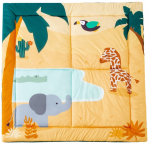 M&auml;ngumatt Little Big Friends Jungle, 100 cm x 100 cm, kollane v. roheline v.