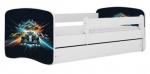 Lastevoodi Kocot Kids Race, valge v., 70 x 140 cm, voodipesu kastiga, madratsiga