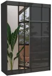 Riidekapp ADRK Gilton 150, must v., 61 cm x 150 cm x 215 cm, peegliga