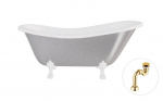 Vann, teisaldatav Besco Otylia Glam, 170 cm x 77 cm x 68.5 cm, ovaalne, kuldne/valge