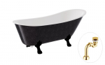 Vann, teisaldatav Besco Olaya Glam, 160 cm x 67 cm x 68 cm, nurga-, kuldne/valge