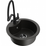 K&ouml;&ouml;givalamu koos kraaniga Mexen Diego, graniit, 48.8 cm x 48.8 cm x 16.7 cm, metallic black/gold+black