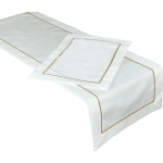 Piklik laudlina ristk&uuml;likukujuline, kuldne/valge, 80 x 140 cm