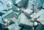 Fototapeet Artgeist Concrete Cubes (Green), 70 cm x 70 cm