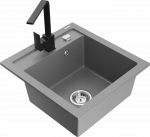 K&ouml;&ouml;givalamu koos kraaniga Mexen Vito Grey+Black, graniit, 49 cm x 52 cm x 21 cm, must/hall