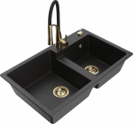 K&ouml;&ouml;givalamu koos kraaniga Mexen Tomas, graniit, 80 cm x 50 cm x 19 cm, kuldne/h&otilde;be/must