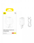 Telefoni laadija Baseus GaN6 Pro, USB Type-C, valge v., 65 W