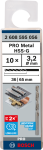 Metallist puurikomplekt Bosch Pro 2608595056, metall, hss-g, sirge, 3.2 mm x 6.5 cm