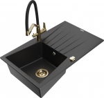 K&ouml;&ouml;givalamu koos kraaniga Mexen Cesar, graniit, 77.5 cm x 47 cm x 19 cm, metallic black/silver+black/gold