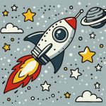 Maalimine numbrite j&auml;rgi Ideyka Space Rocket, kollane v./hall v.
