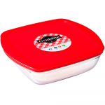 K&uuml;psetusvorm kaanega Ocuisine, l&auml;bipaistev v./punane v., 25 cm x 22 cm, 2.2 l