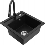 K&ouml;&ouml;givalamu koos kraaniga Mexen Vito, graniit, 52 cm x 49 cm x 21 cm, h&otilde;be/must/kroom