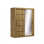 Riidekapp ADRK Mox, tamm v./must v., 160 cm x 64 cm x 200 cm, peegliga