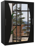 Riidekapp ADRK Modesto 150, must v., 58 cm x 150 cm x 200 cm, peegliga
