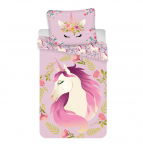 Laste voodipesukomplekt Photoprints Sweet home Unicorn Flowers 19BS211, violetne, 140 x 200 cm
