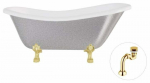 Vann, teisaldatav Besco Otylia Glam, 160 cm x 77 cm x 69.5 cm, ovaalne, kuldne/h&otilde;be