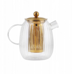 Teekann koos kurnaga Vialli Design Tulip, 1 l, l&auml;bipaistev v./kuldne v.