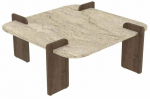 Kohvilaud Kalune Design Afrolli, p&auml;hklipuu v./travertine v., 90 cm x 90 cm x 35 cm