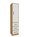 Riidekapp Kalune Design Modera, valge v./safiir tamm v., 40 cm x 40 cm x 181.8 cm