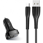 Auto laadija Usams NTU35MC13TZ, 2 x USB, 100 cm, must v., 10.5 W