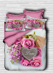 Voodipesukomplekt Mijolnir 178PRL1107, valge v./roosa v./hall v., 50 x 70 cm, 160 x 220 cm