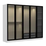 Riidekapp Kalune Design Kale 6636, valge v./must v., 52 cm x 225 cm x 210 cm