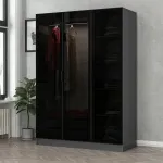 Riidekapp Kalune Design Kale 2271, antratsiit v./must v., 52 cm x 135 cm x 190 cm