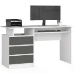 Kirjutuslaud sahtlitega Akord CLP, 135 cm x 60 cm, 77 cm, valge v./hall v.