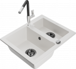 K&ouml;&ouml;givalamu koos kraaniga Mexen Carlos Flora, graniit, 58.2 cm x 47.5 cm x 17.7 cm, valge/must/kroom