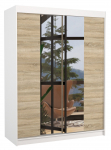 Riidekapp ADRK Fever 150, pruun v./valge v./pruunikas v., 58 cm x 150 cm x 200 cm, peegliga
