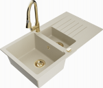 K&ouml;&ouml;givalamu koos kraaniga Mexen Matias, graniit, 90 cm x 50.5 cm x 20 cm, kuldne/beež