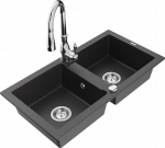 K&ouml;&ouml;givalamu koos kraaniga Mexen Mario Savita, graniit, 82 cm x 43.6 cm x 16.1 cm, must/kroom