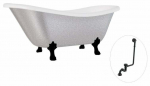 Vann, teisaldatav Besco Otylia Glam, 160 cm x 77 cm x 69.5 cm, ovaalne, valge/must