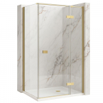 Du&scaron;ikabiin Rea Atlas KPL-K4477, ristk&uuml;lik, aluseta, 120 cm x 90 cm x 200 cm, brushed gold/l&auml;bipaistev