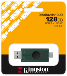 USB m&auml;lupulk Kingston DataTraveler Duo, must v./roheline v., 128 GB