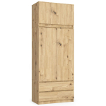 Riidekapp Akord Furniture Factory S90, artisan oak v., 90 cm x 51 cm x 234 cm
