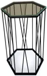 Kohvilaud Kalune Design Cetrus Glass, l&auml;bipaistev v./must v., 40 cm x 35 cm x 62 cm