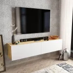 TV-laud Kalune Design Poling, tamm v./valge v., 36.8 cm x 159.7 cm x 34.1 cm