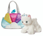 Pehme m&auml;nguasi Aurora Princess Cat In Bag 200627C, valge v./mitmev&auml;rviline, 20 cm