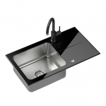 K&ouml;&ouml;givalamu Quadron Hugh 111, klaas/roostevaba teras, 77 cm x 44 cm x 19 cm, must v.