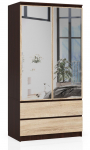 Riidekapp Akord S90, sonoma tamm v./tumepruun v., 51 cm x 90 cm x 180 cm, peegliga