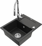 K&ouml;&ouml;givalamu koos kraaniga Mexen Enzo, vaik/graniit, 57.6 cm x 46.5 cm x 17.4 cm, h&otilde;be/must